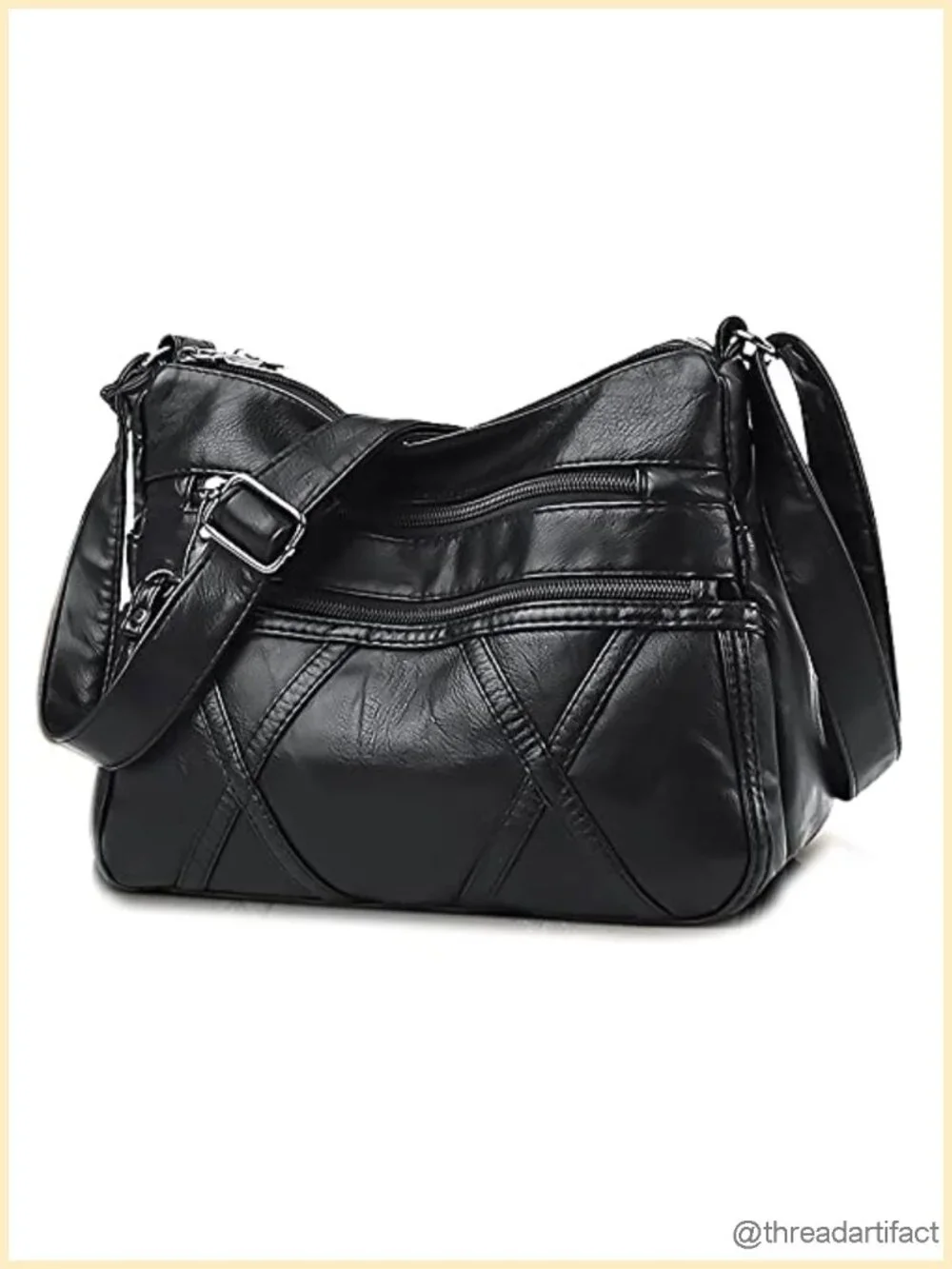 Small Crossbody Bag with Multiple Pockets Washed PU Leather Lightweight